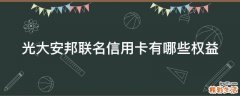光大安邦联名信用卡有哪些权益