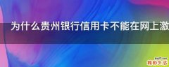 为什么贵州银行信用卡不能在网上激活