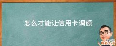 怎么才能让信用卡调额