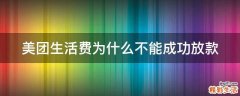 美团生活费为什么不能成功放款
