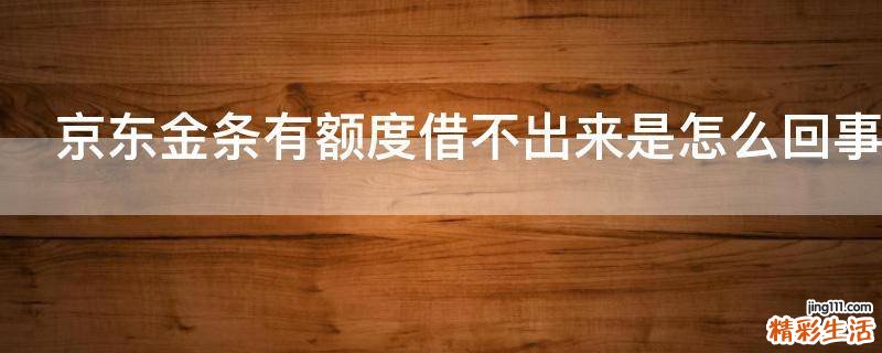 京东金条有额度借不出来是怎么回事