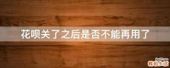 花呗关了之后是否不能再用了