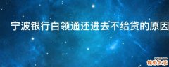 宁波银行白领通还进去不给贷的原因有哪些
