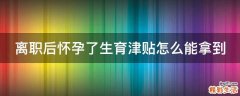 离职后怀孕了生育津贴怎么能拿到