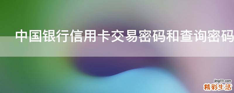 中国银行信用卡交易密码和查询密码有什么区别