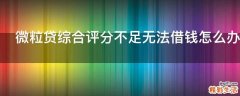 微粒贷综合评分不足无法借钱怎么办