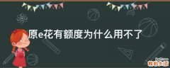 原e花有额度为什么用不了