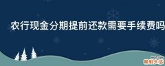 农行现金分期提前还款需要手续费吗