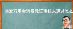浦发万用金消费凭证审核未通过怎么办