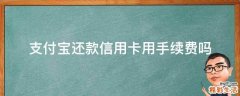 支付宝还款信用卡用手续费吗