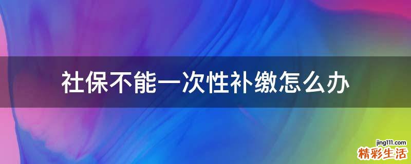 社保不能一次性补缴怎么办