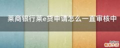 莱商银行莱e贷申请怎么一直审核中