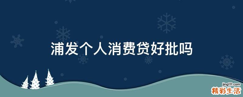 浦发个人消费贷好批吗