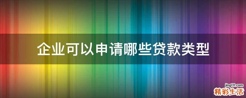 企业可以申请哪些贷款类型