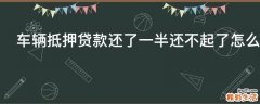 车辆抵押贷款还了一半还不起了怎么办