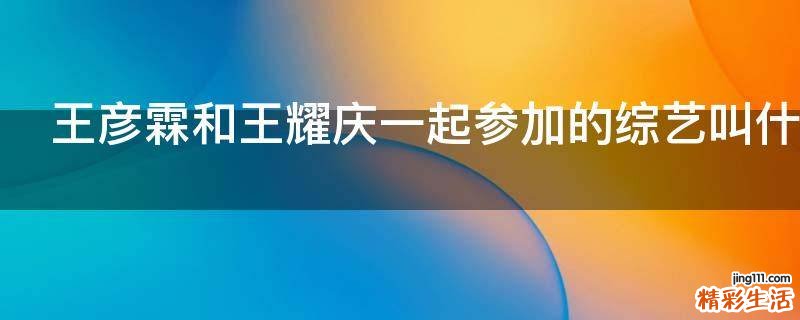 王彦霖和王耀庆一起参加的综艺叫什么