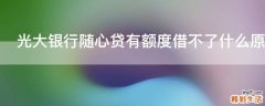 光大银行随心贷有额度借不了什么原因