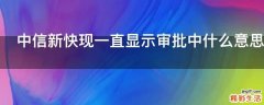 中信新快现一直显示审批中什么意思