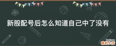 新股配号后怎么知道自己中了没有