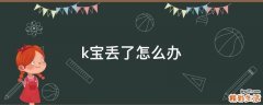 k宝丢了怎么办