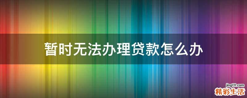 暂时无法办理贷款怎么办
