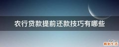 农行贷款提前还款技巧有哪些