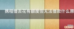 携程借去花有额度但无法借款什么原因
