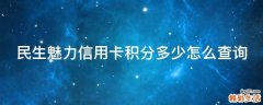 民生魅力信用卡积分多少怎么查询