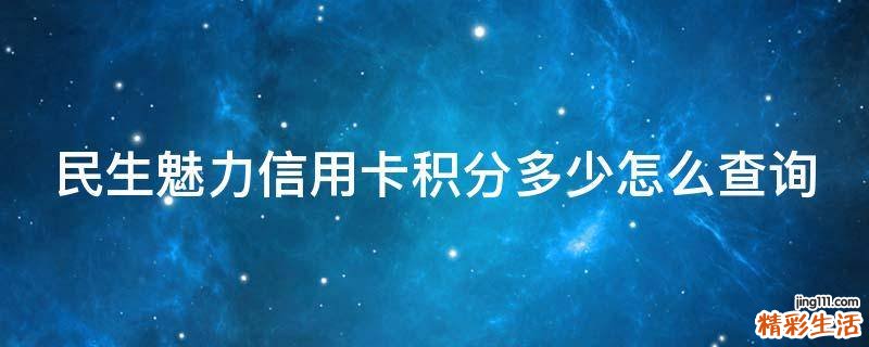 民生魅力信用卡积分多少怎么查询