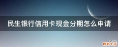 民生银行信用卡现金分期怎么申请