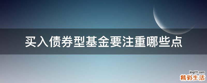 买入债券型基金要注重哪些点
