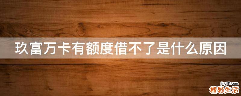 玖富万卡有额度借不了是什么原因