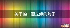 关于的一面之缘的句子