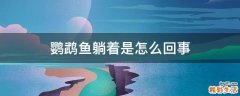 鹦鹉鱼躺着是怎么回事