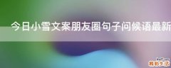 今日小雪文案朋友圈句子问候语最新