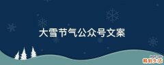 大雪节气公众号文案