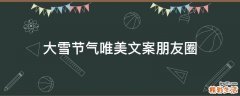 大雪节气唯美文案朋友圈