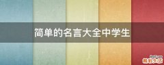 简单的名言大全中学生