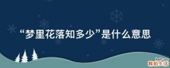 “梦里花落知多少”是什么意思