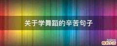 关于学舞蹈的辛苦句子