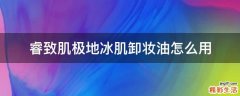 睿致肌极地冰肌卸妆油怎么用