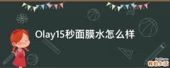 Olay15秒面膜水怎么样