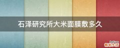 石泽研究所大米面膜敷多久