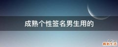 成熟个性签名男生用的