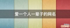 爱一个人一辈子的网名