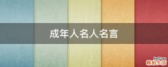 成年人名人名言