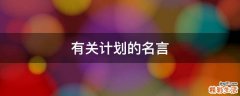 有关计划的名言