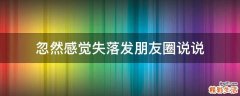 忽然感觉失落发朋友圈说说