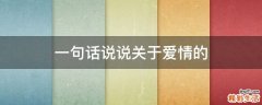 一句话说说关于爱情的