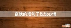 夜晚的短句子说说心情